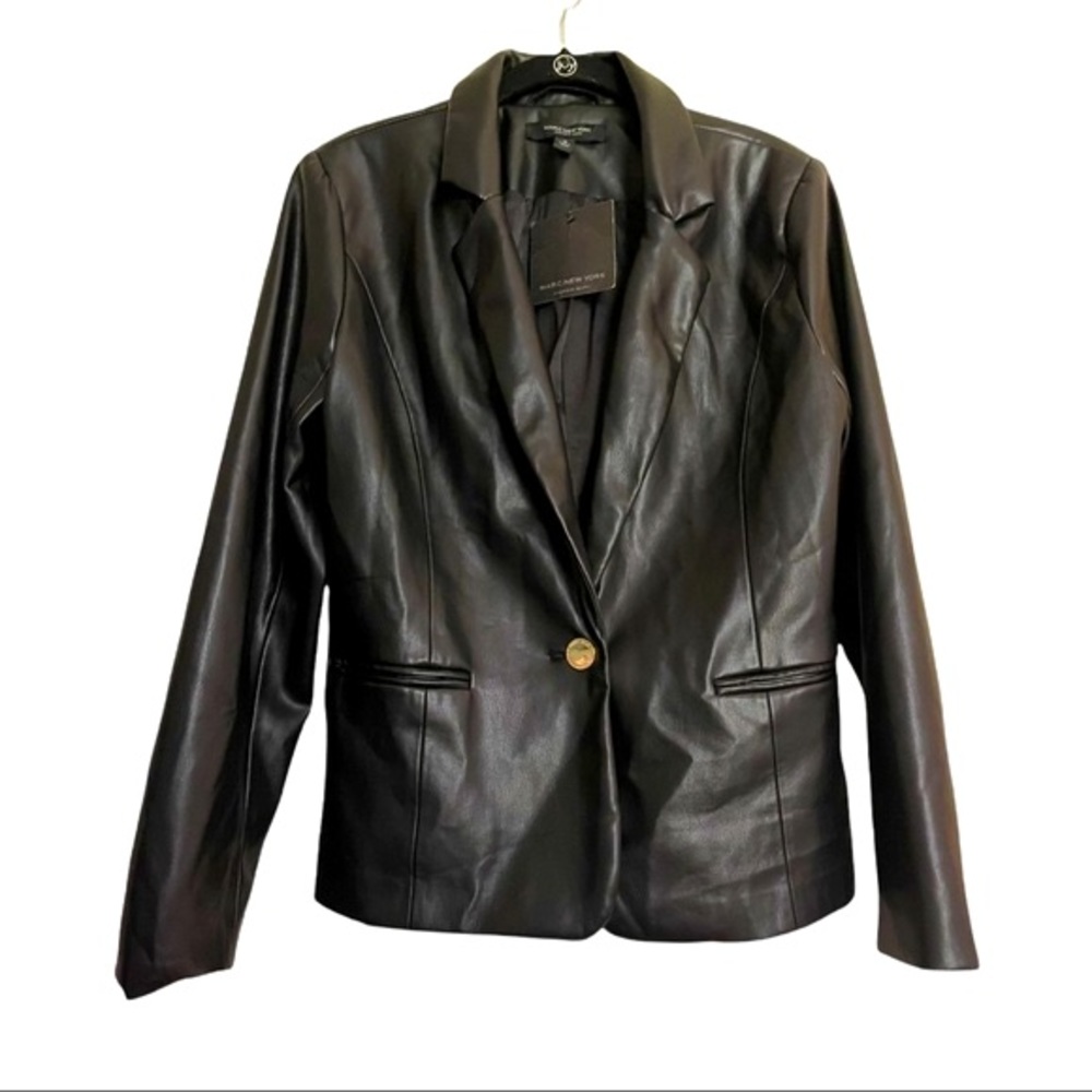 Marc New York Faux Leather Black One Button Blazer TOO SMALL for me😤😣😖